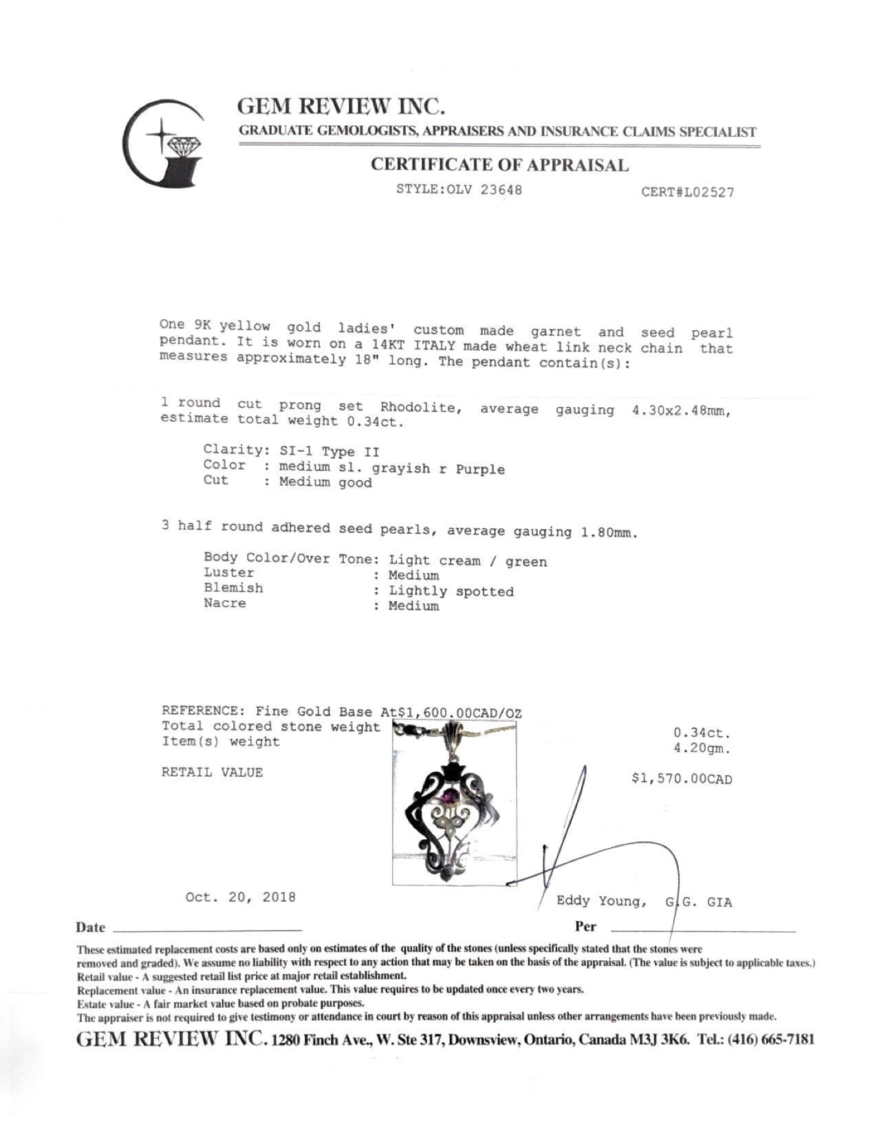 Antique Garnet and Seed Pearl Pendant Necklace