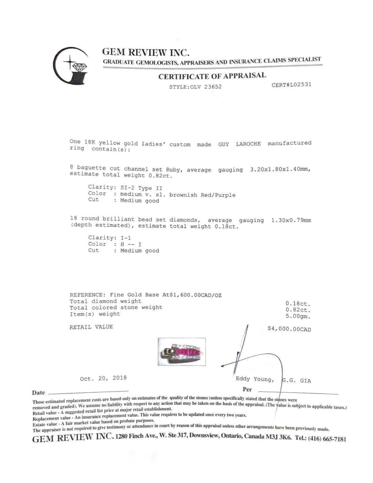 Guy Laroche Ruby and Diamond Ring