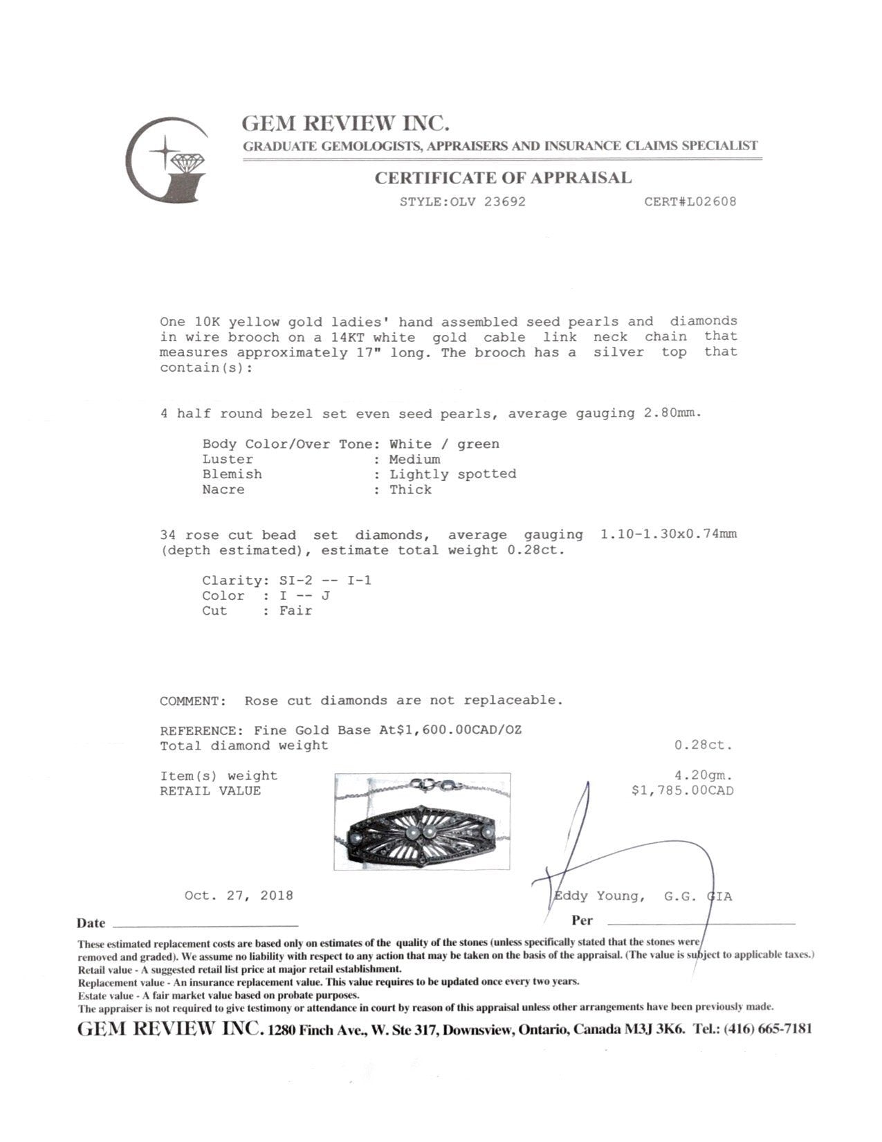 Antique Seed Pearl and Diamond Brooch/Pendant Necklace