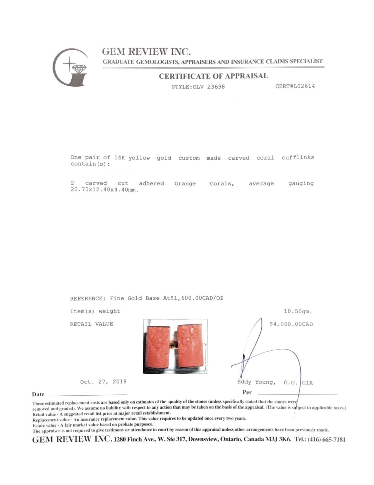 Antique Carved Coral Cufflinks