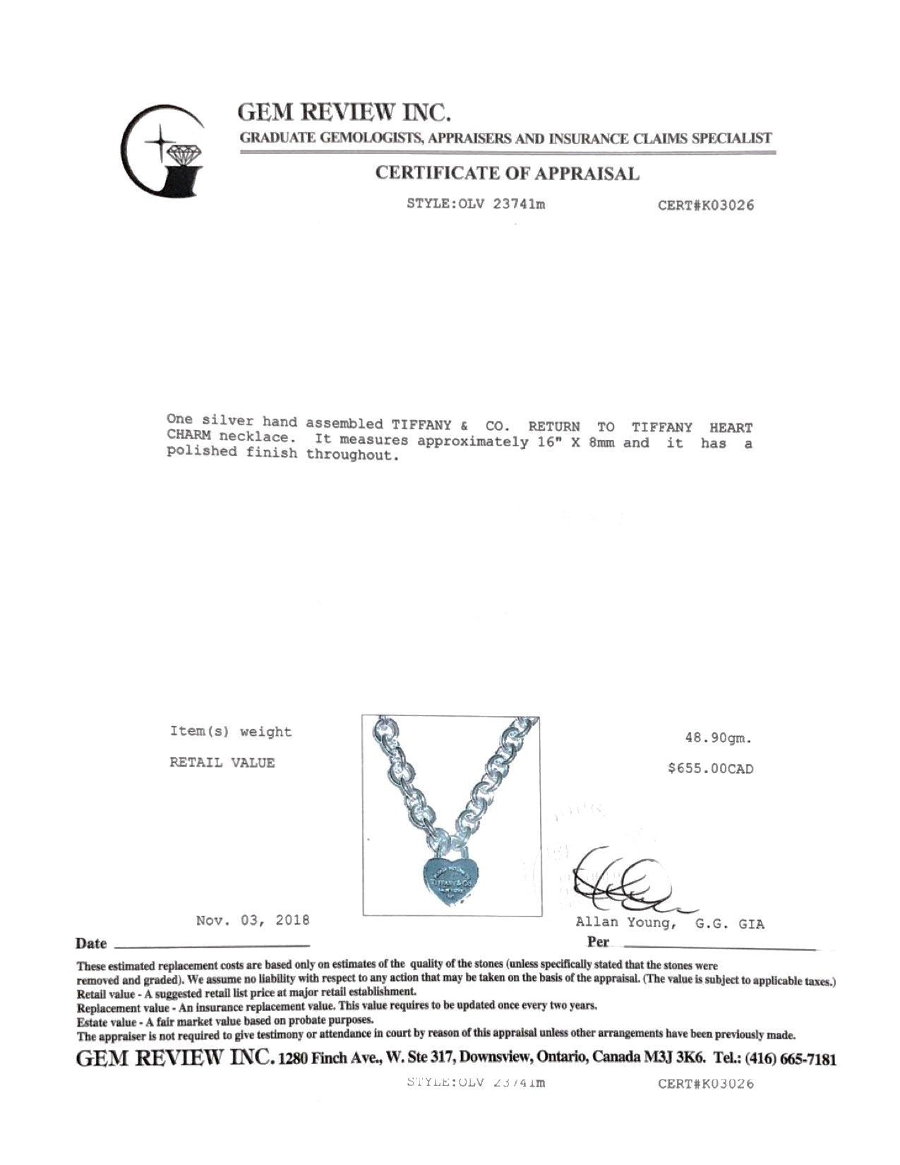 Tiffany & Co. Return to Tiffany Heart Lock Charm Necklace