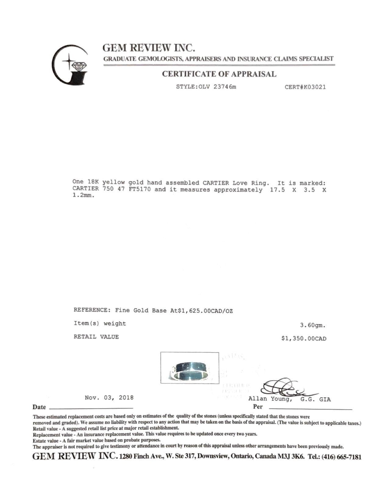 Cartier Love Wedding Band Ring