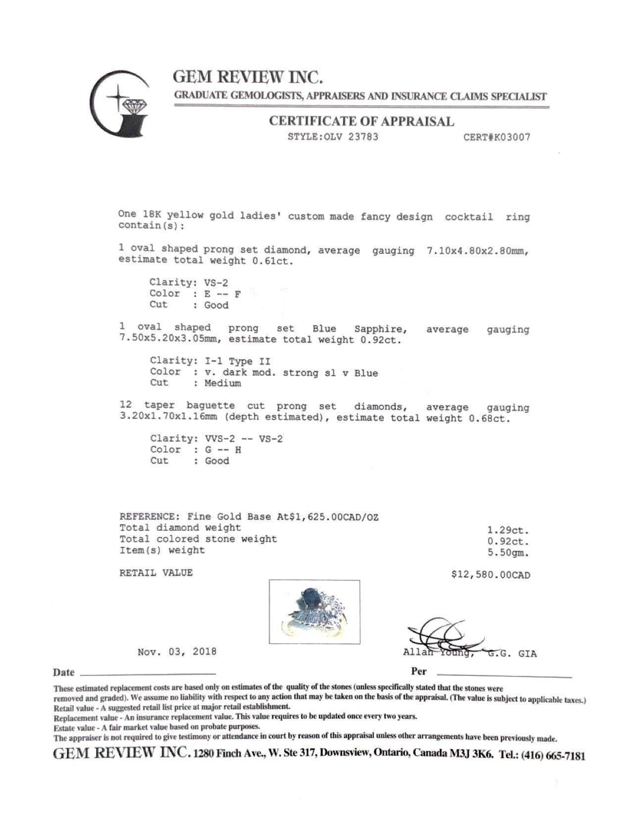 Sapphire and Diamond Cocktail Ring