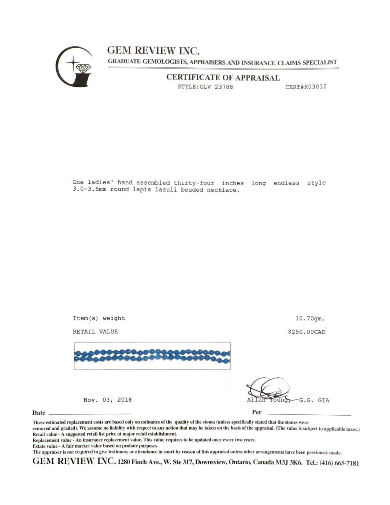 Lapis Lazuli Bead Necklace