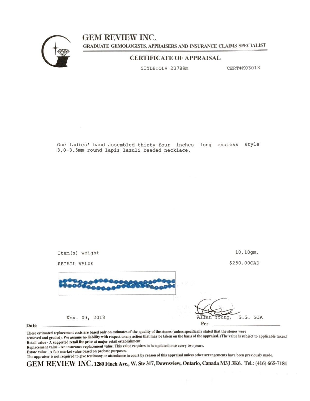 Lapis Lazuli Bead Necklace