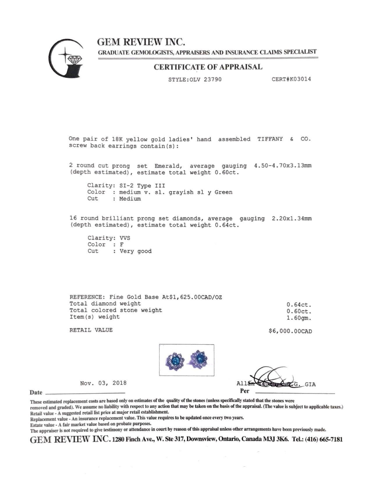 Tiffany & Co. Emerald and Diamond Earrings