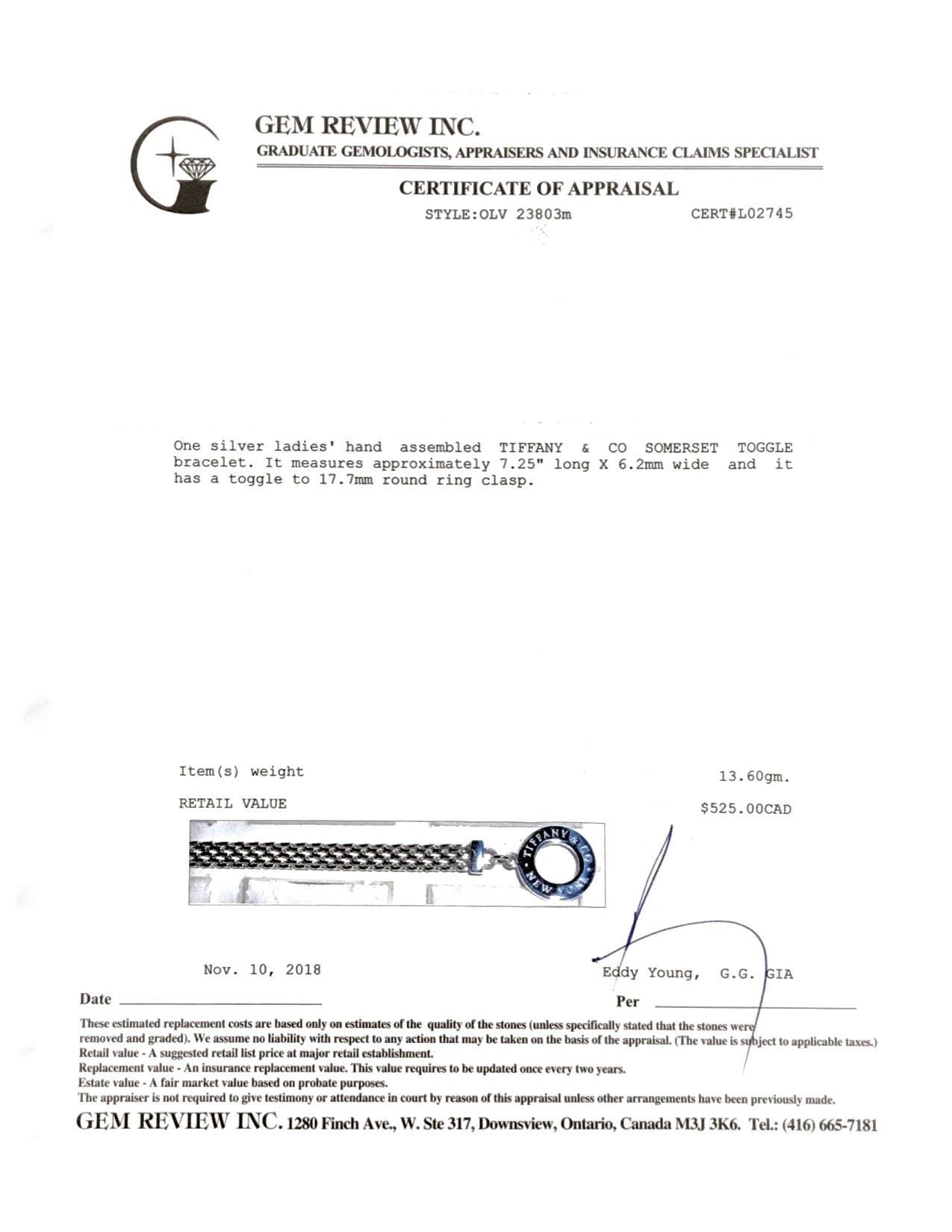 Tiffany & Co. Somerset Toggle Bracelet