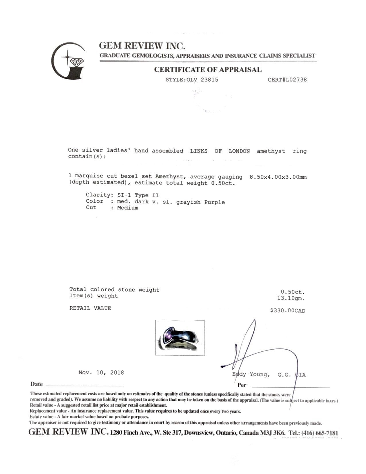 Links of London Amethyst Ring