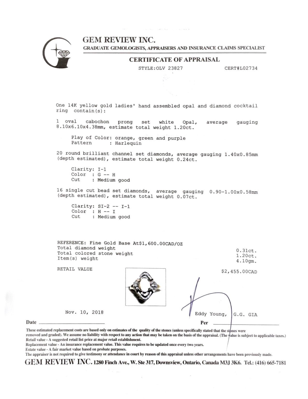 Opal and Diamond Cocktail Ring