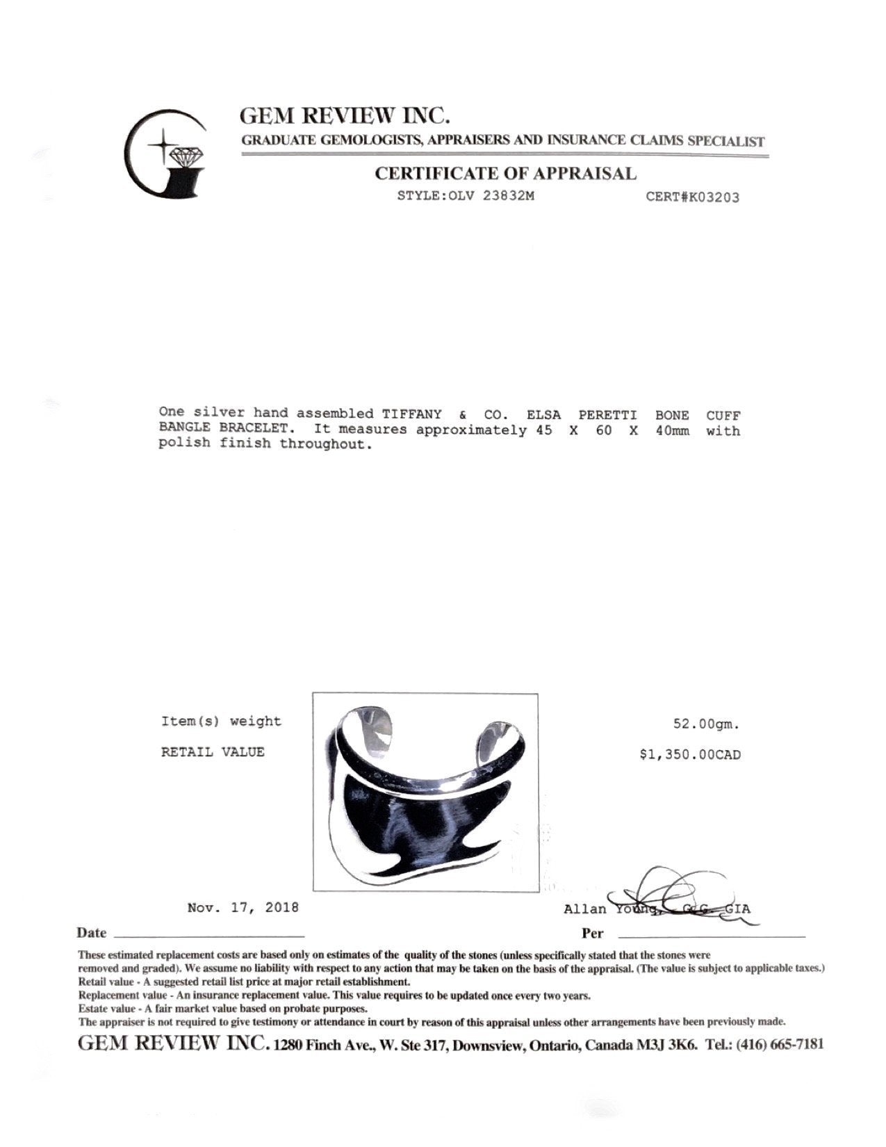 Tiffany & Co. Elsa Peretti Bone Cuff