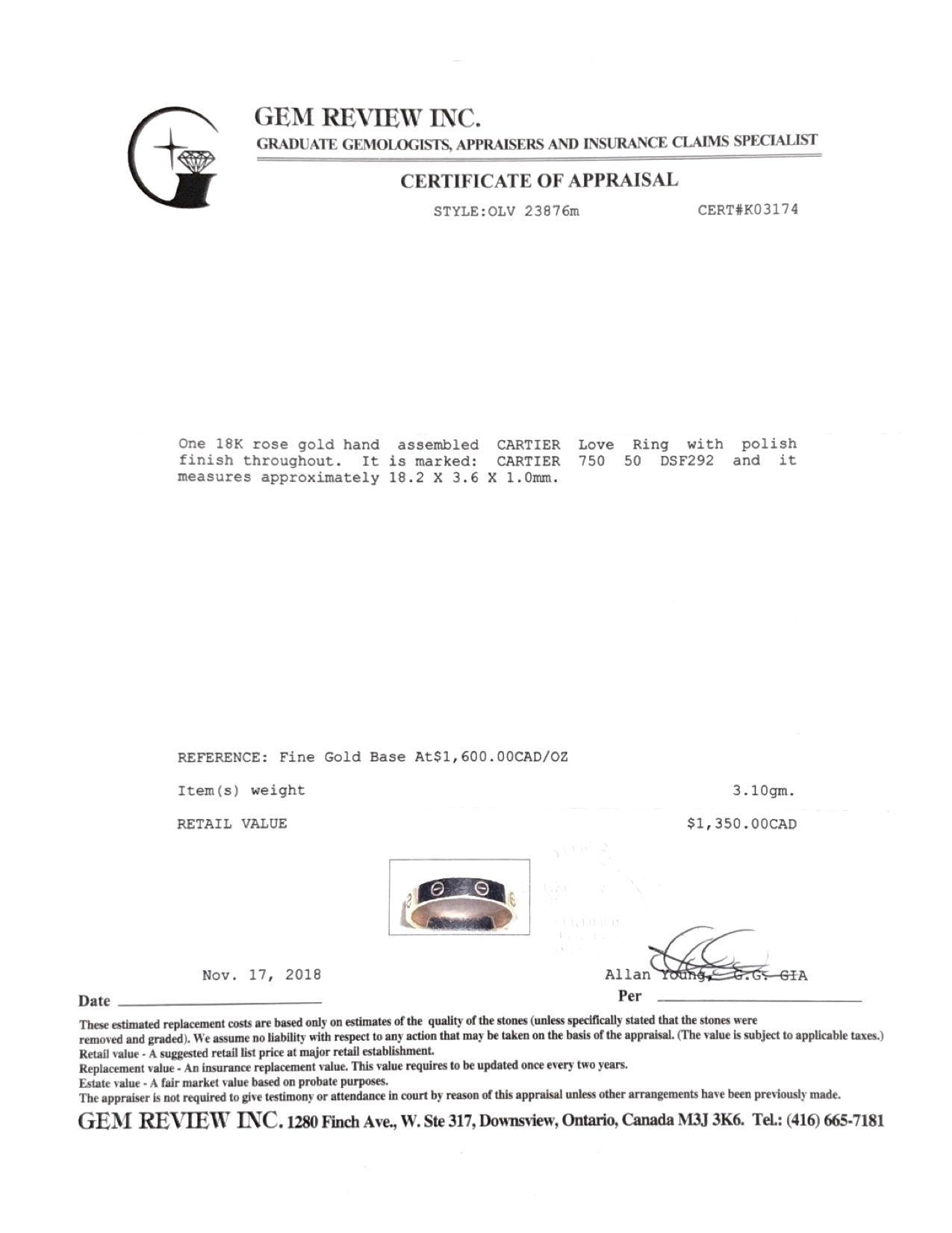 Cartier Love Wedding Band Ring