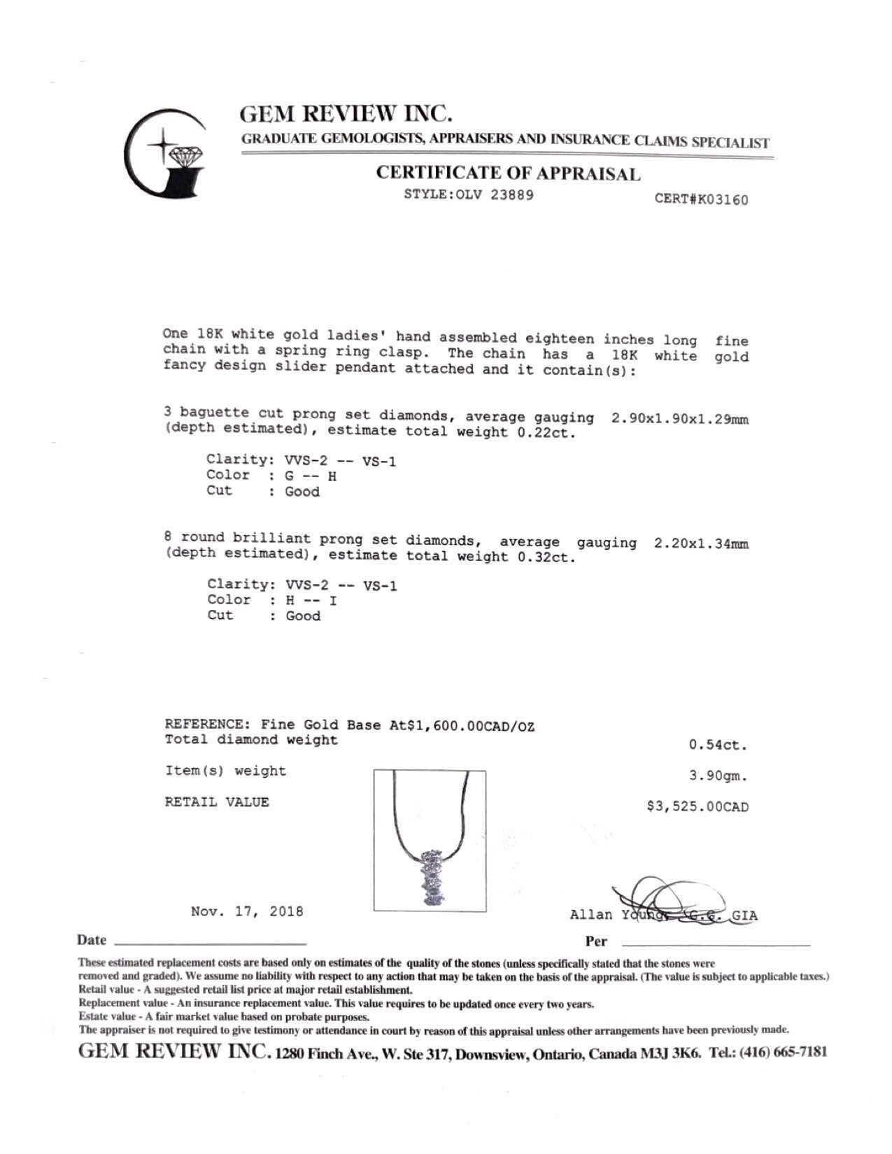 Diamond Slider Pendant Necklace