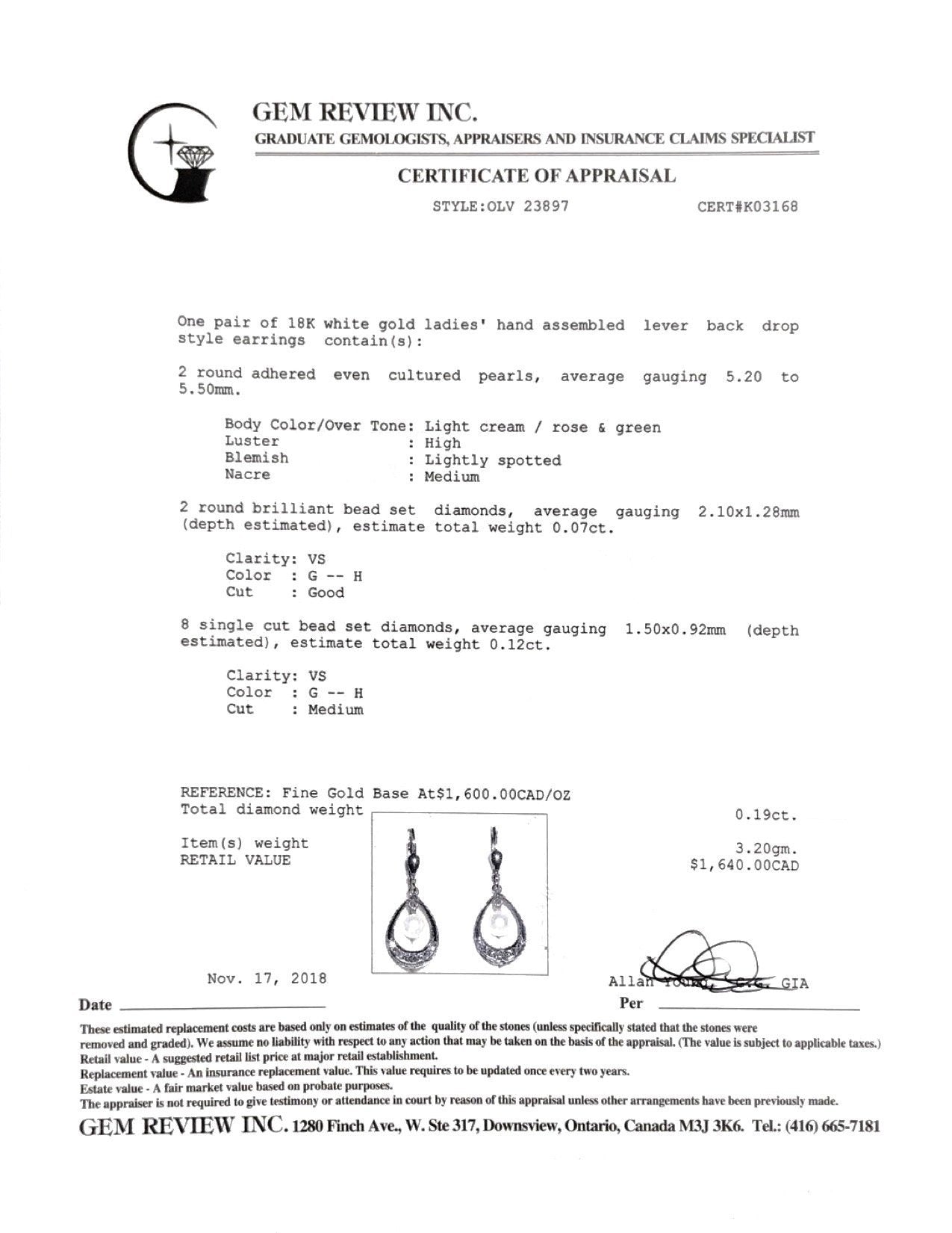 Pearl and Diamond Drop Earrings