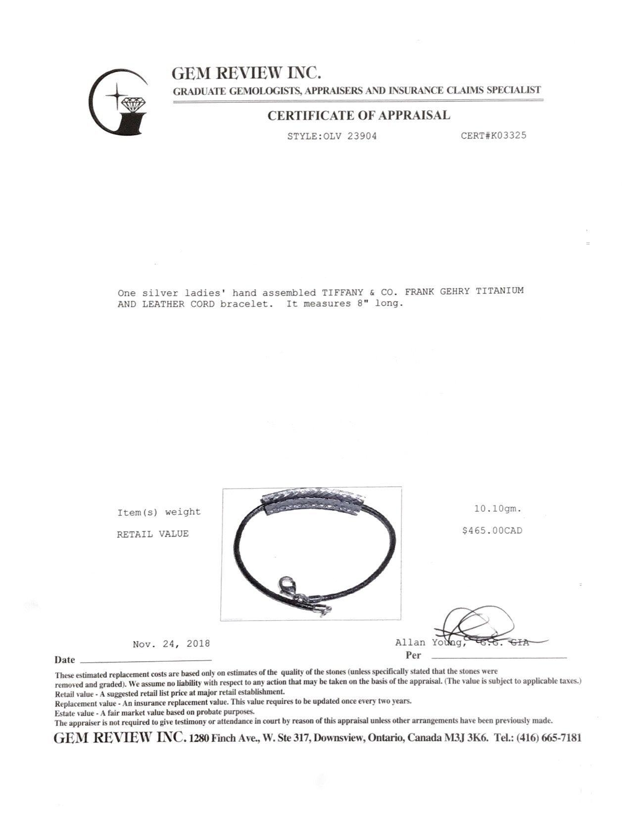 Tiffany & Co. Frank Gehry Titanium and Leather Bracelet