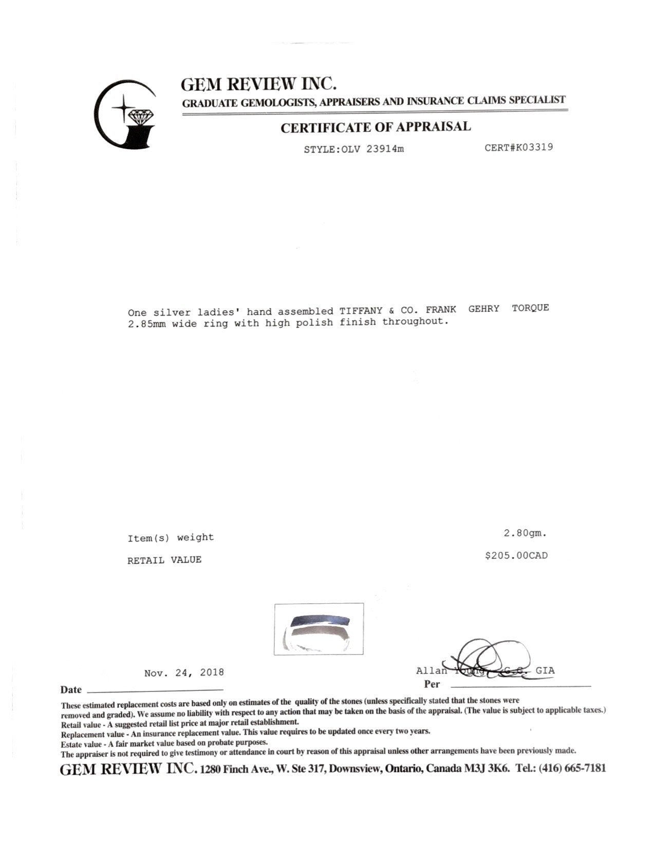 Tiffany & Co. Frank Gehry Torque Micro Ring