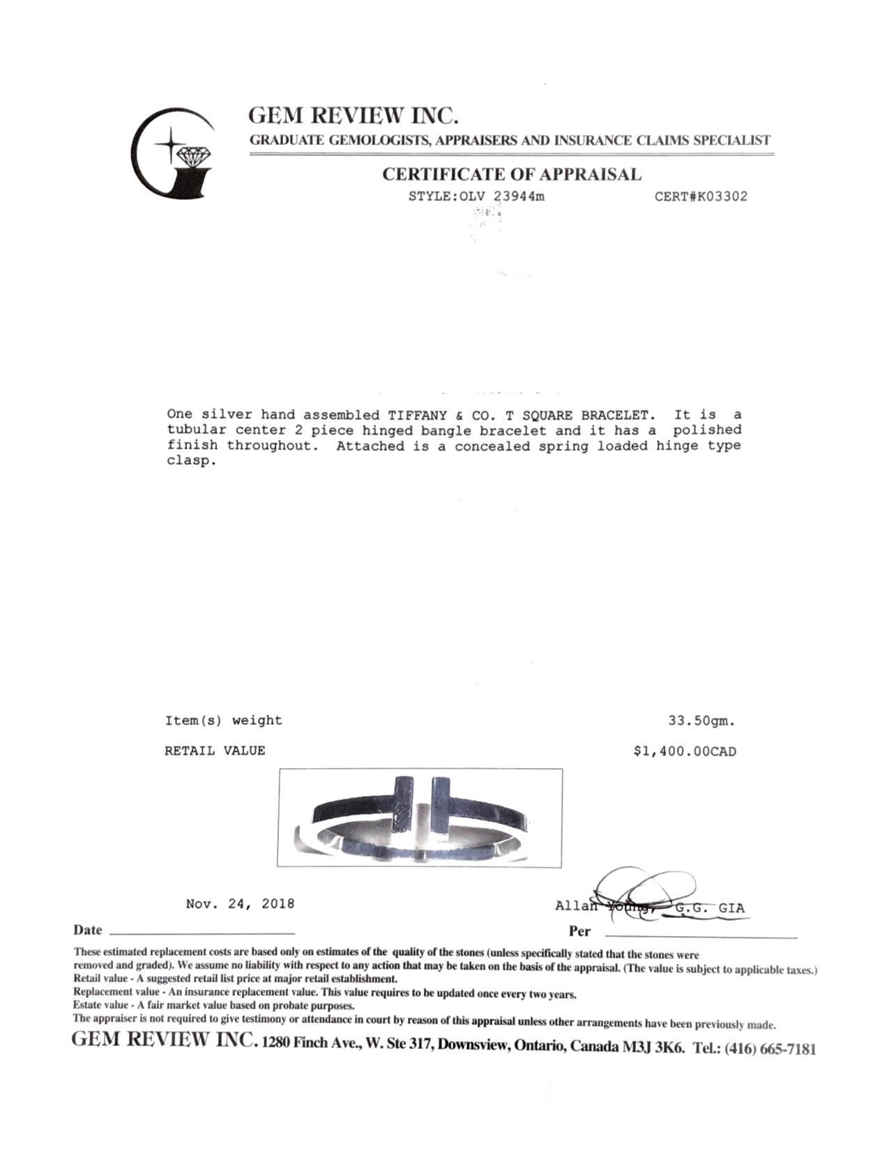 Tiffany & Co. T Square Bracelet