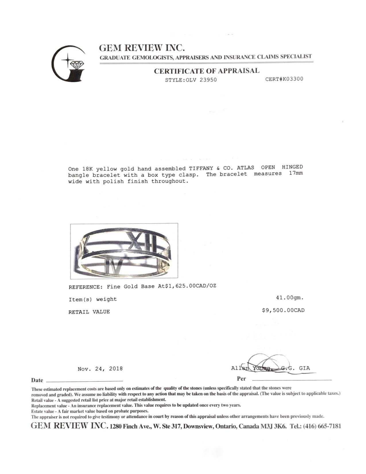 Tiffany & Co. Atlas Open Hinged Bangle Bracelet