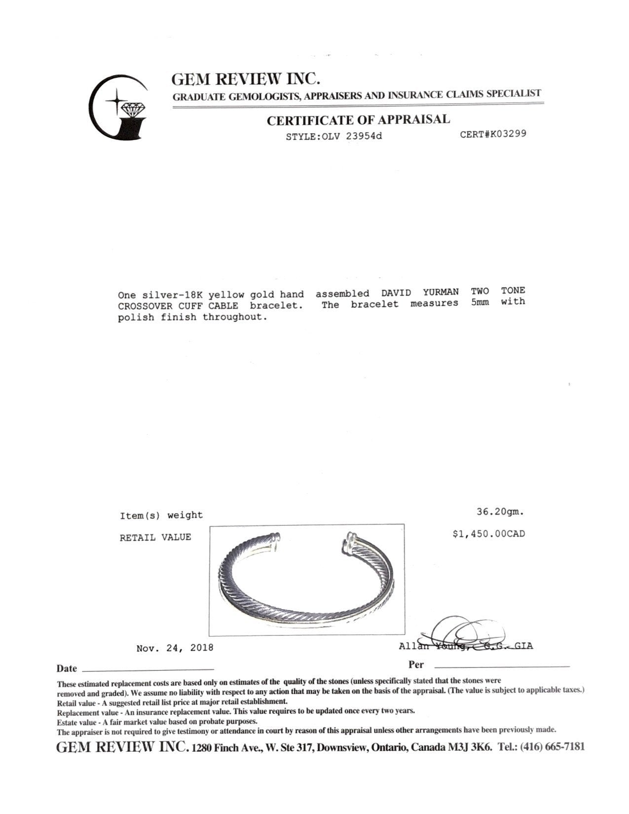 David Yurman Two-Tone Crossover Cuff Bracelet