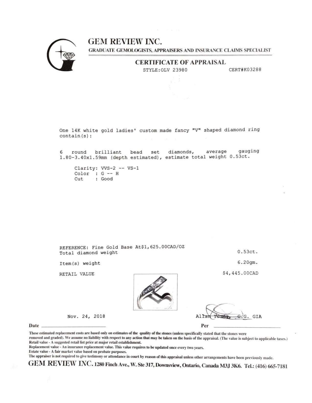 Diamond V Shaped Band Ring