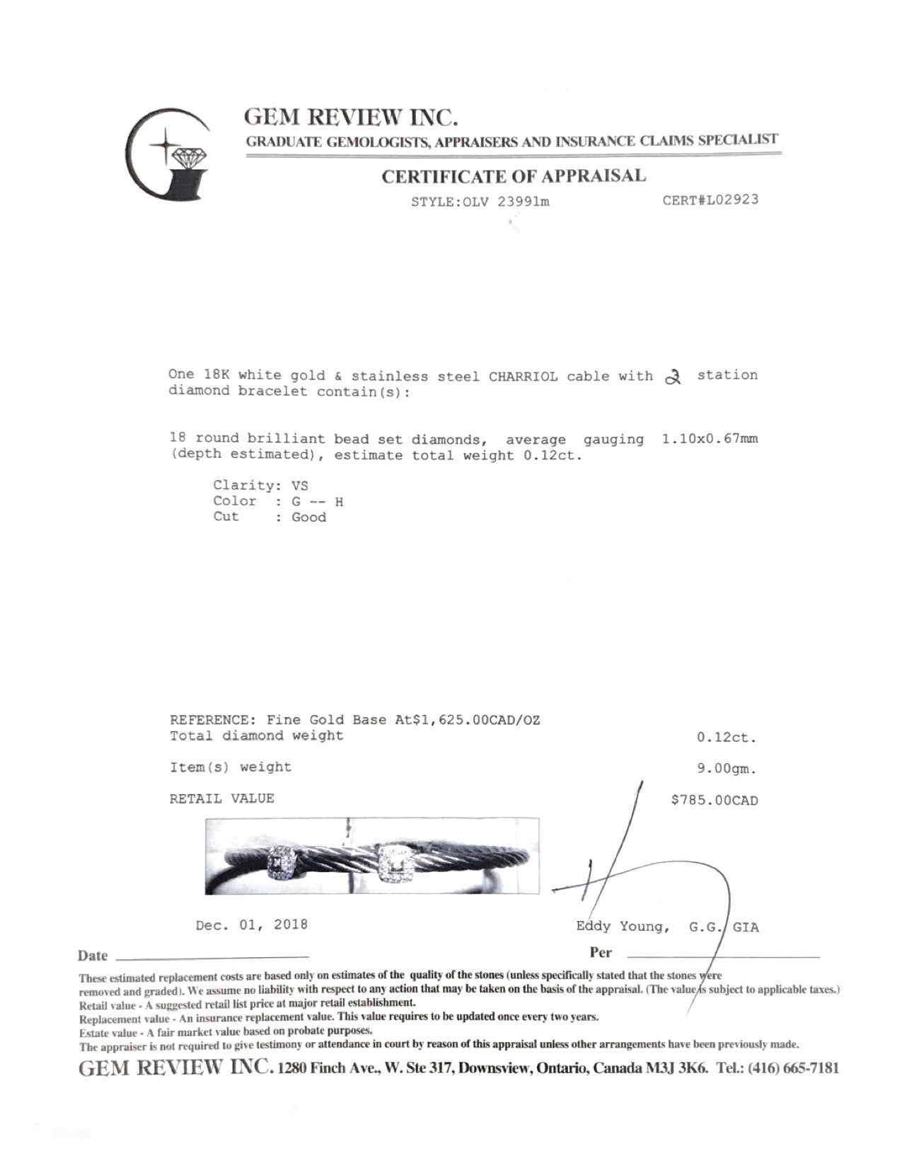 Charriol Diamond Two Station Cable Bracelet