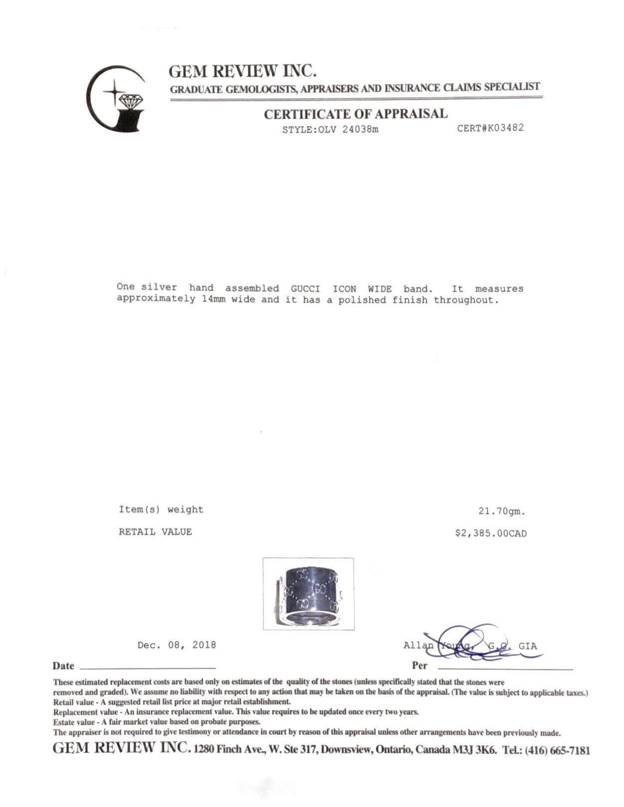 Gucci Icon Wide Band Ring