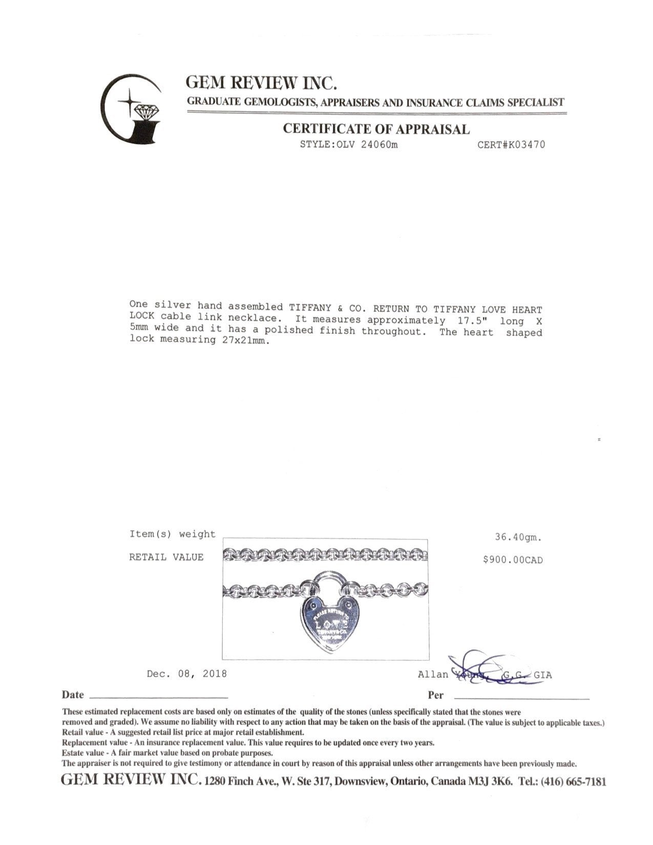 Tiffany & Co. Return to Tiffany Love Lock Heart Necklace