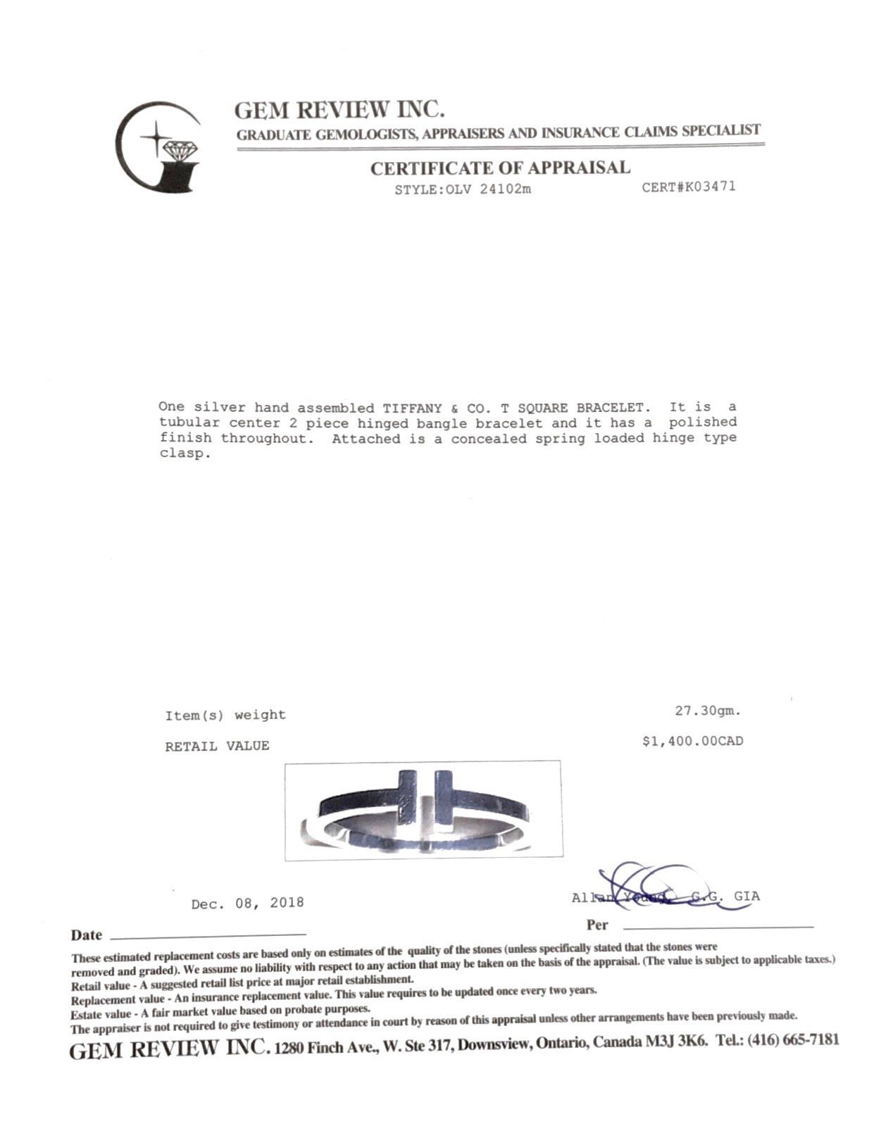 Tiffany & Co. T Square Bracelet