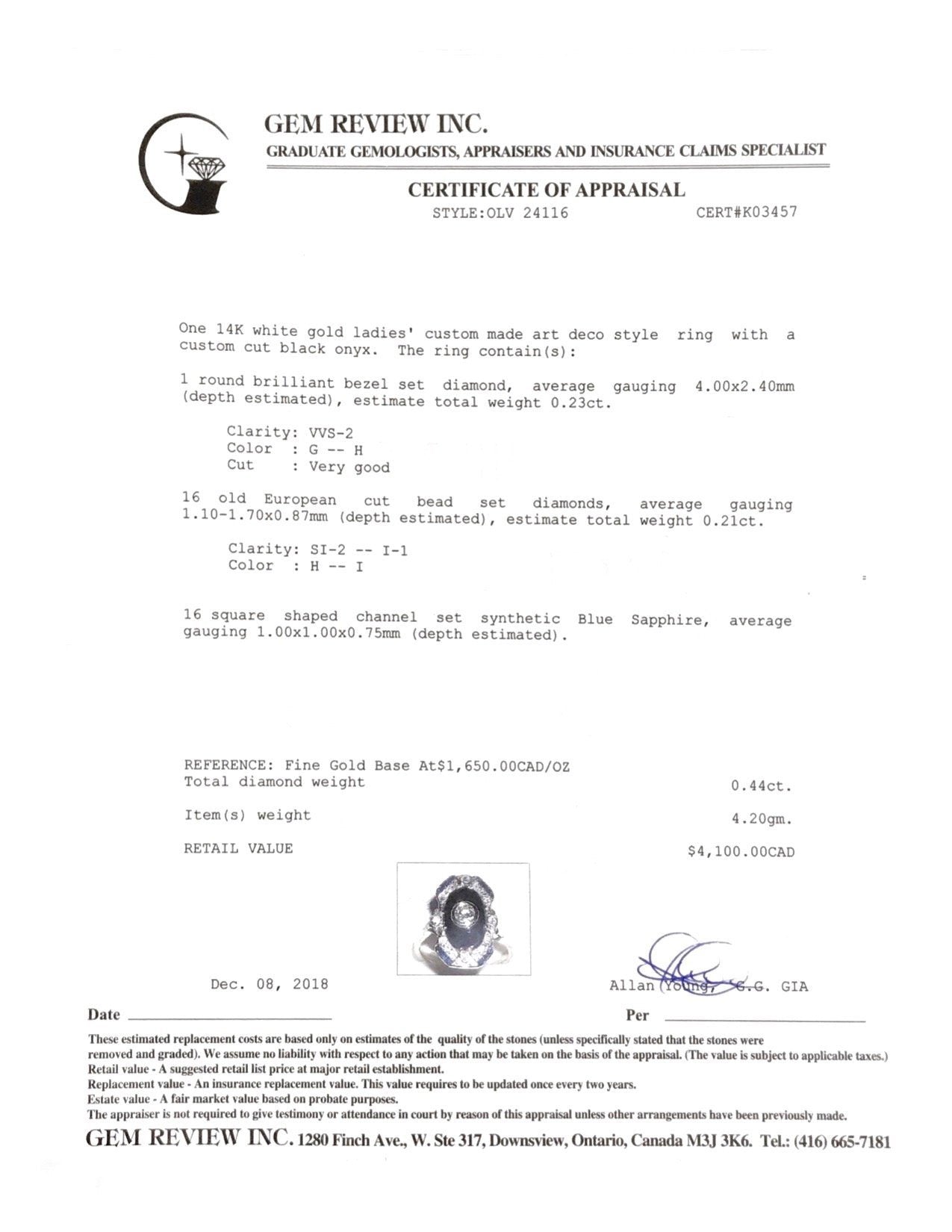 Antique Art Deco Black Onyx and Diamond Ring