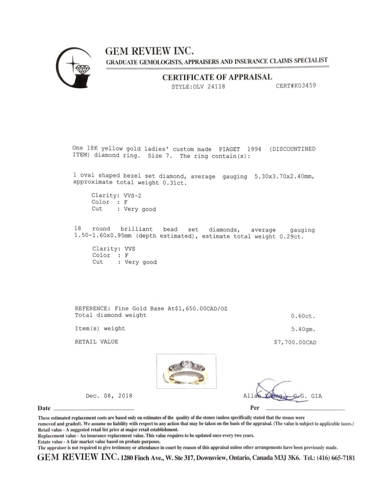 Piaget Circa 1994 Diamond Ring