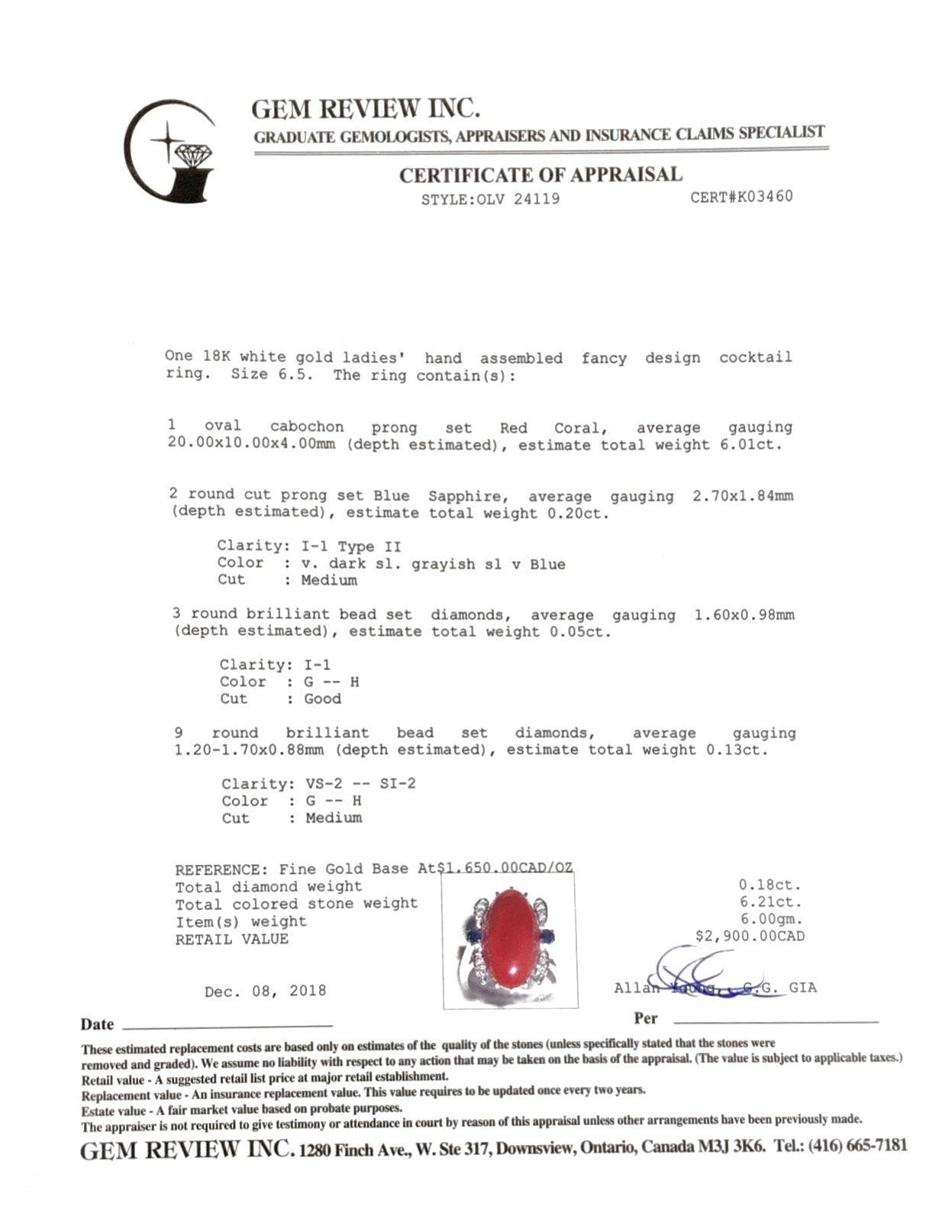 Coral and Diamond Cocktail Ring