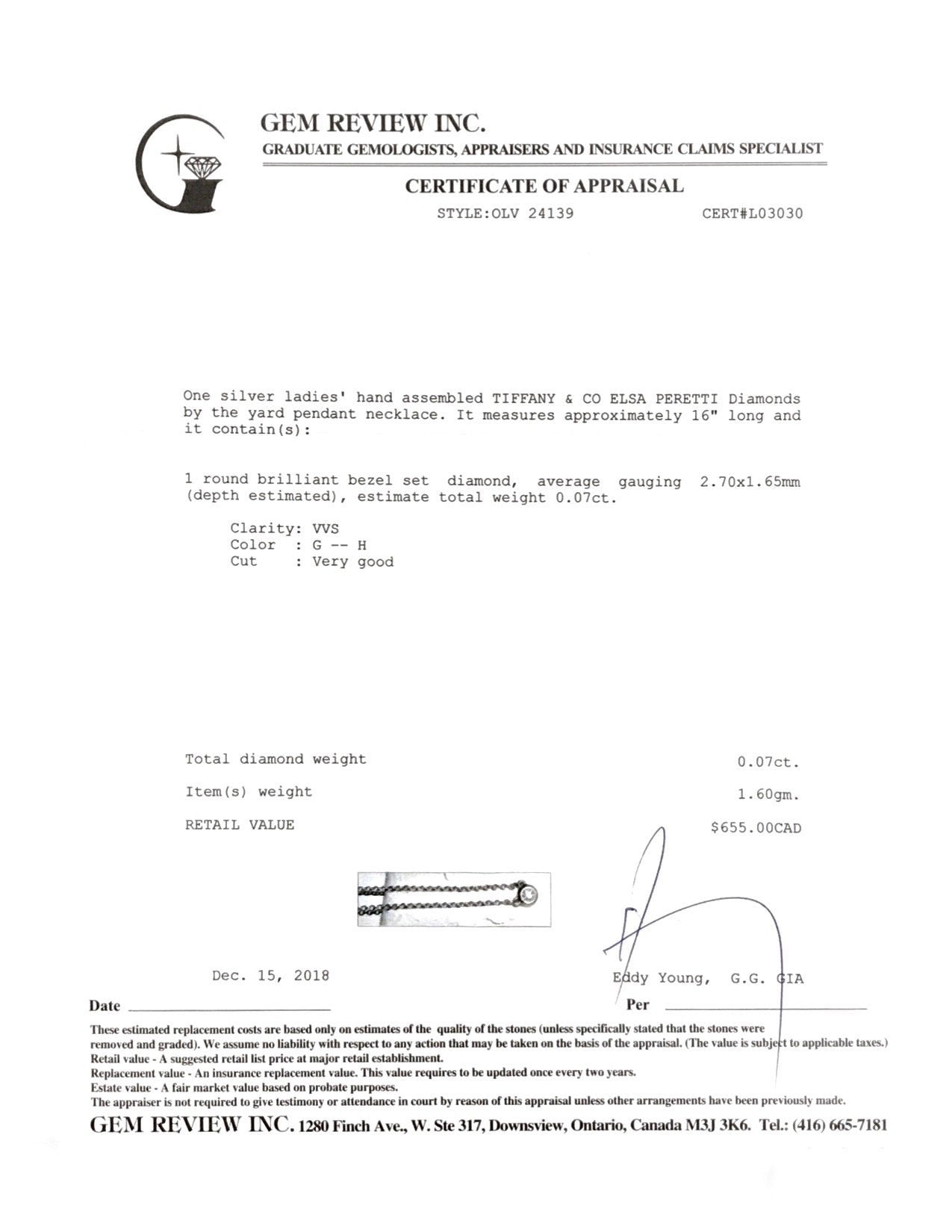 Tiffany & Co. Elsa Peretti Diamonds by the Yard Pendant Necklace