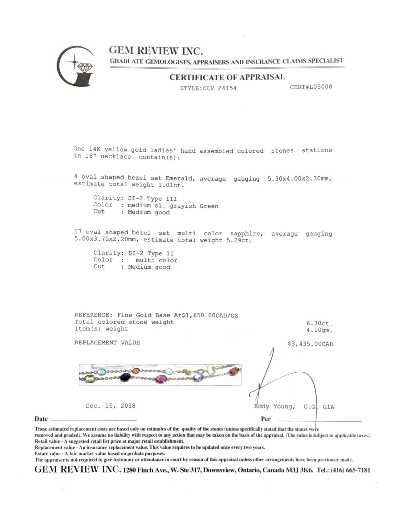 Coloured Stone Station Necklace