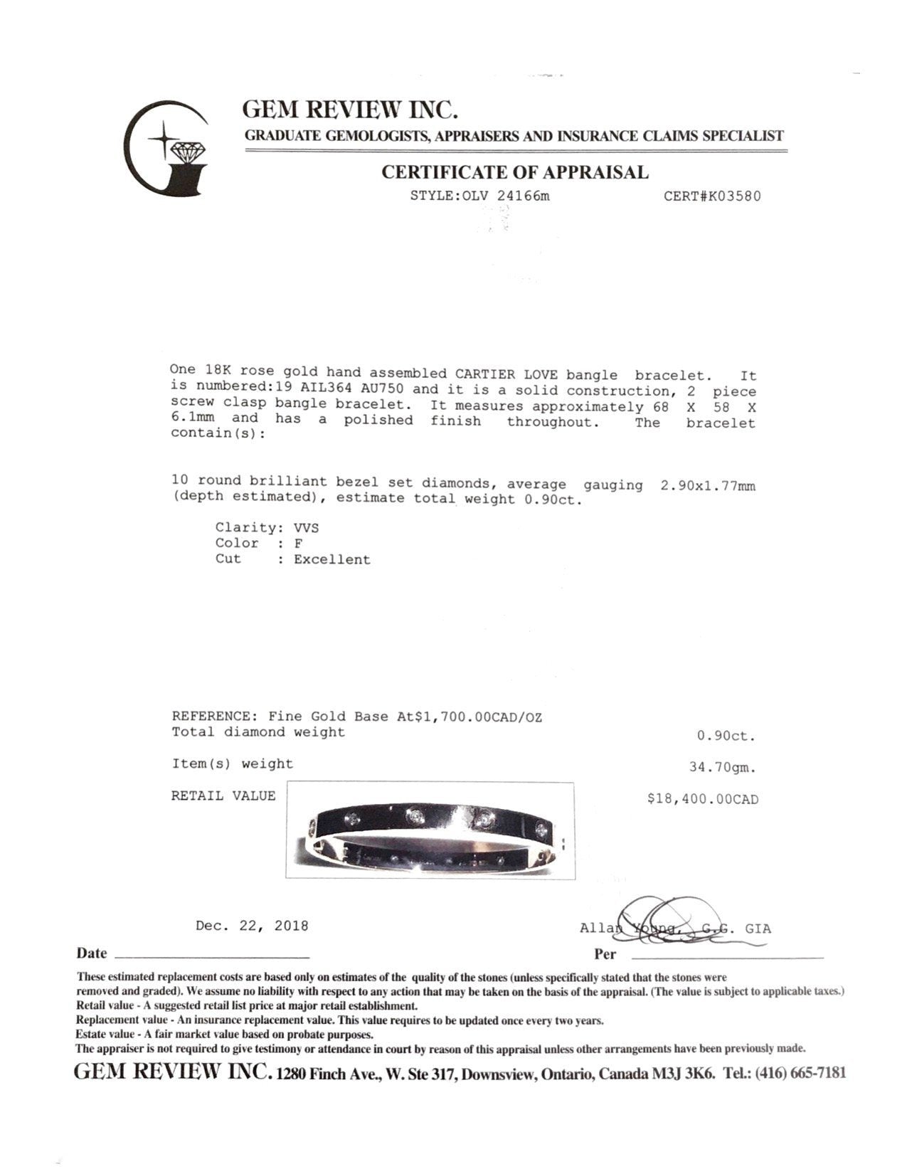 Cartier Love Bracelet with 10 Diamonds