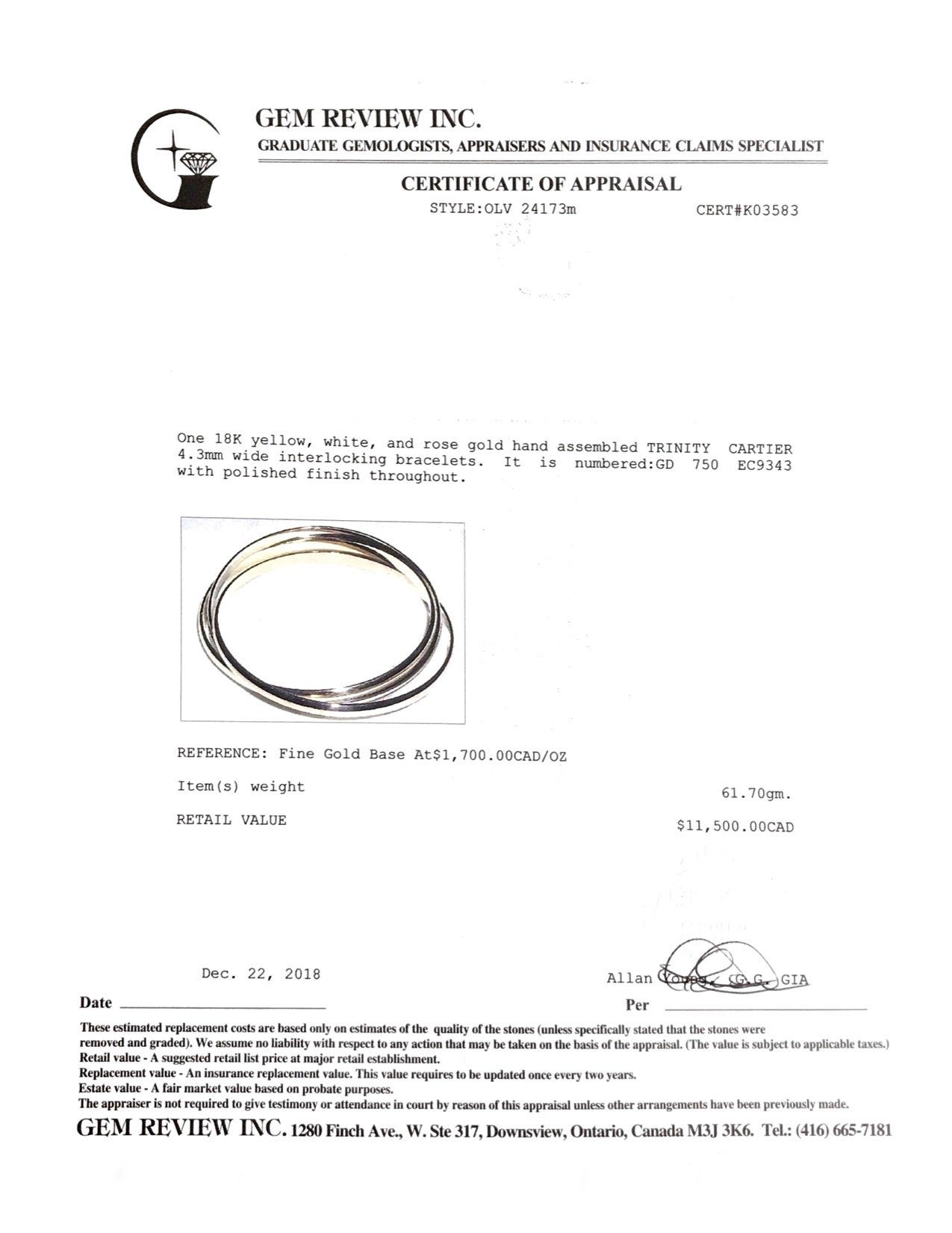 Cartier Trinity Bracelet, Medium Model