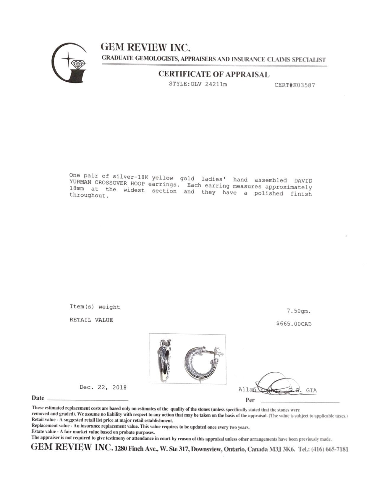 David Yurman Two-Tone Small Crossover Hoop Earrings