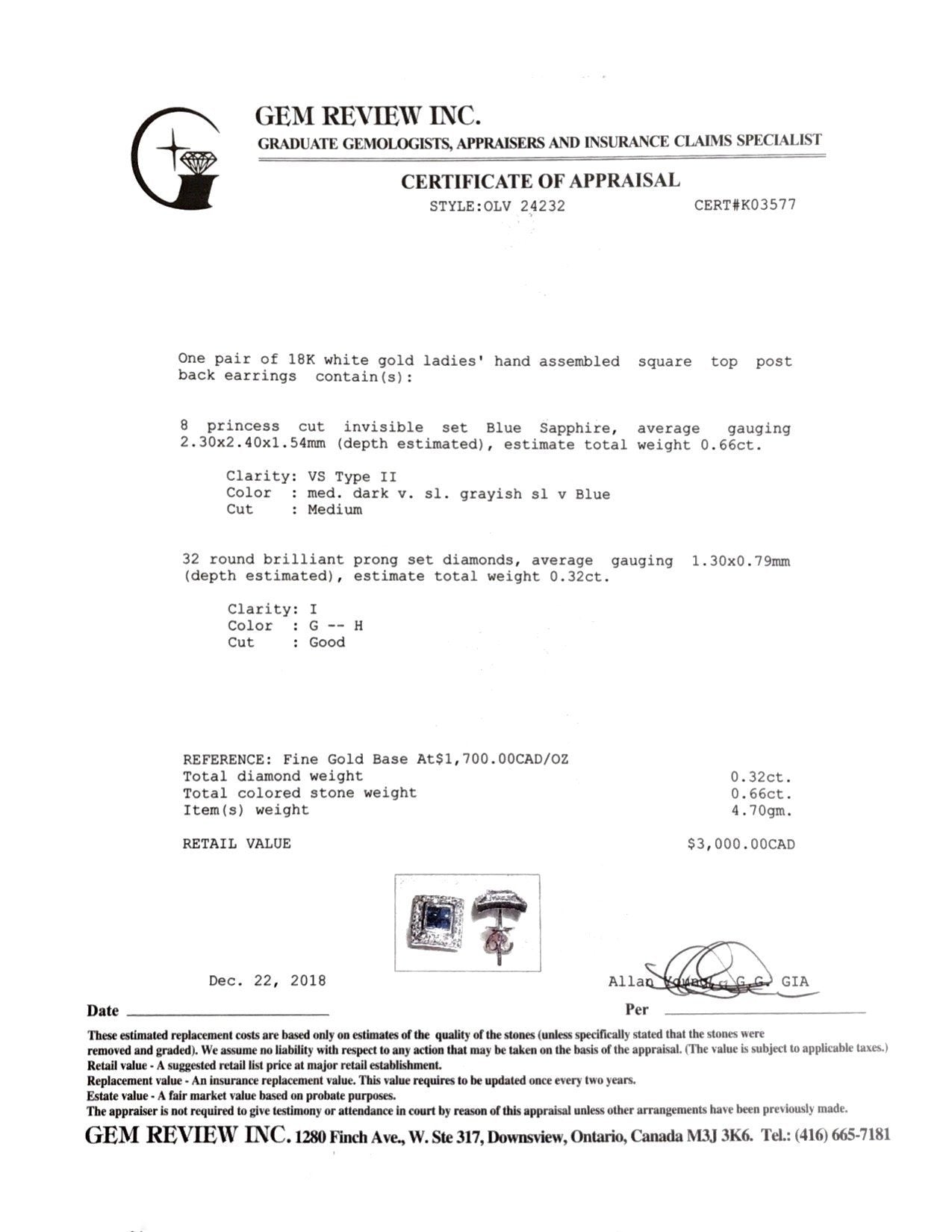 Blue Sapphire and Diamond Earrings