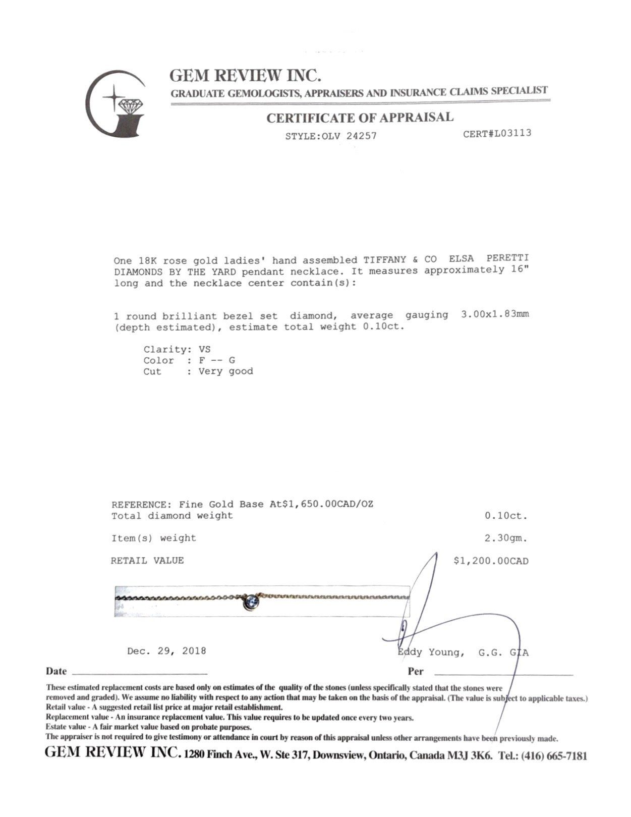 Tiffany & Co. Elsa Peretti Diamonds by the Yard Pendant Necklace