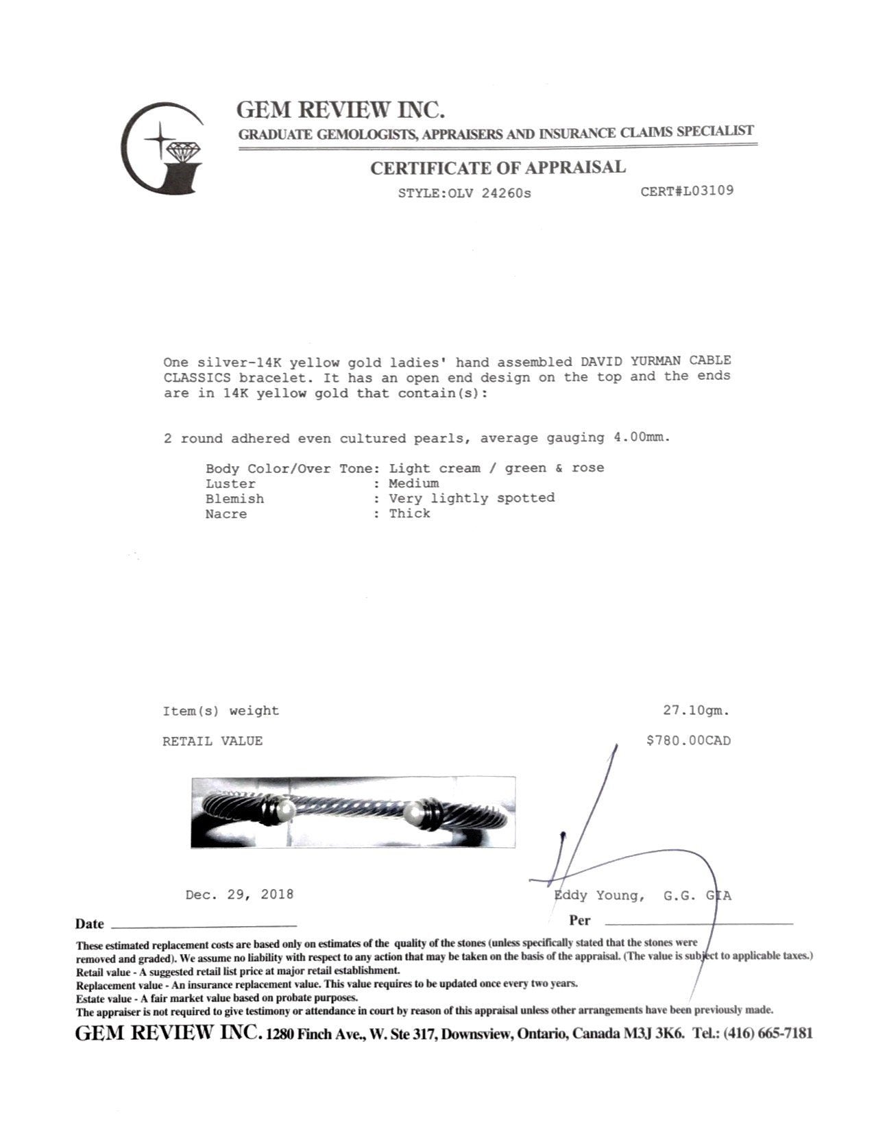 David Yurman Cable Classics Bracelet with Pearls