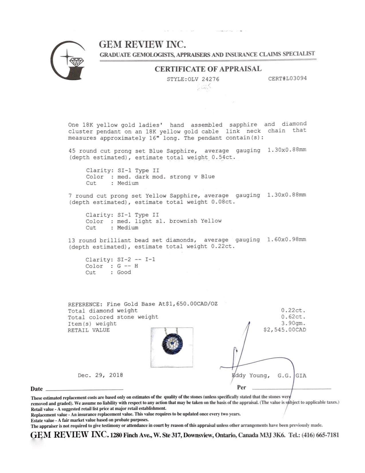 Sapphire and Diamond Circle Pendant Necklace