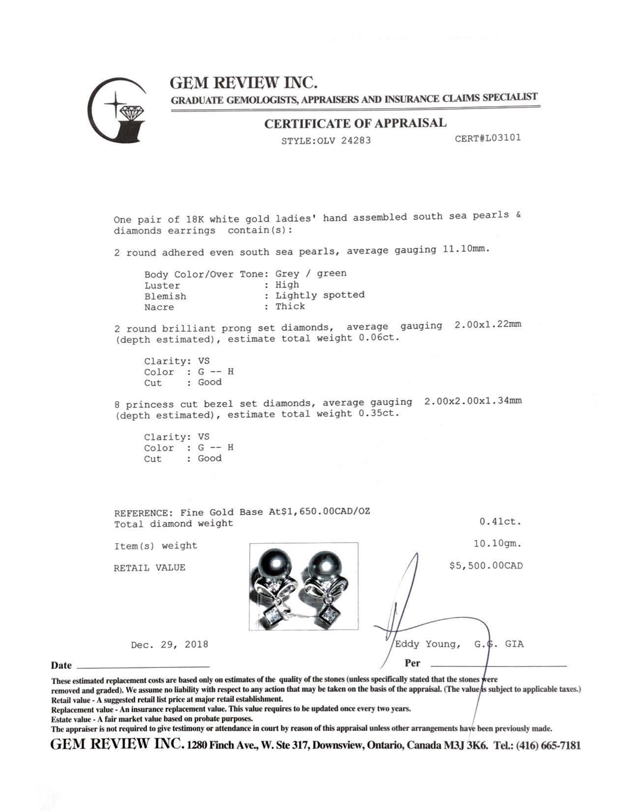 South Sea Pearl & Diamond Earrings