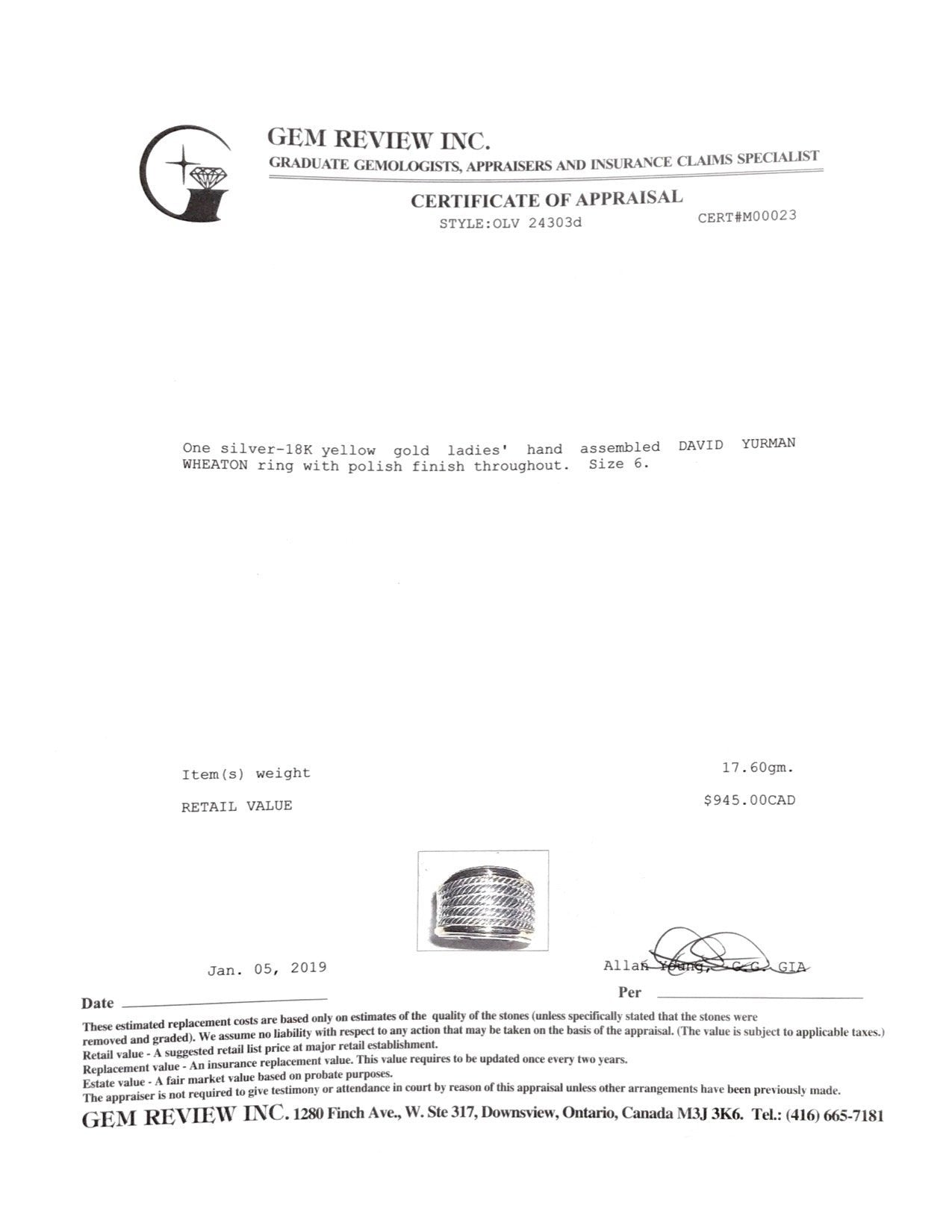 David Yurman Two-Tone Wheaton Band Ring