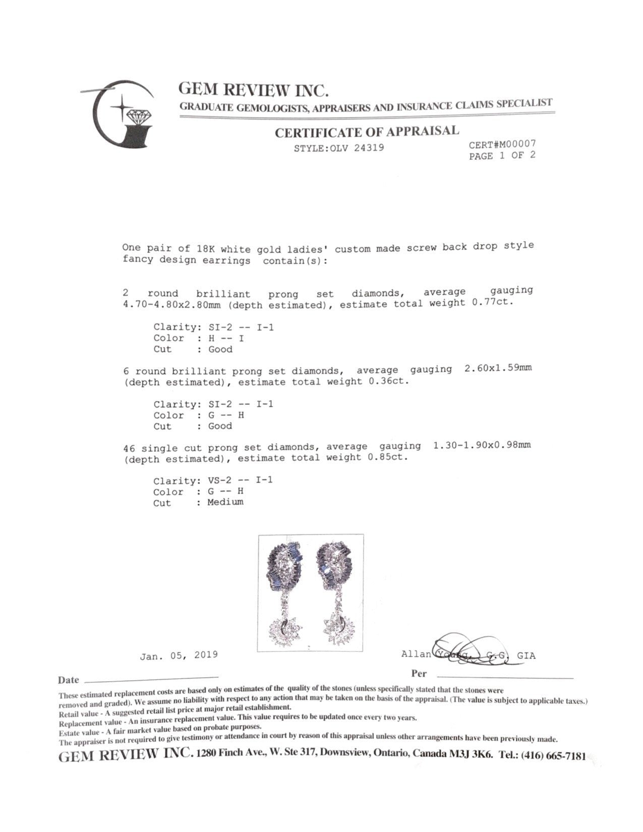 Blue Sapphire and Diamond Drop Earrings