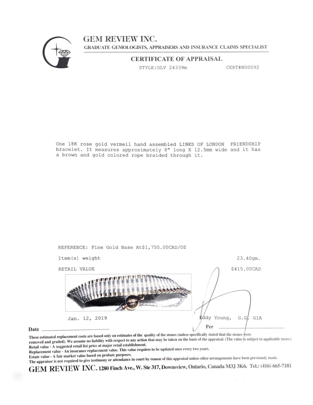 Links of London Rose Gold Vermeil Friendship Bracelet