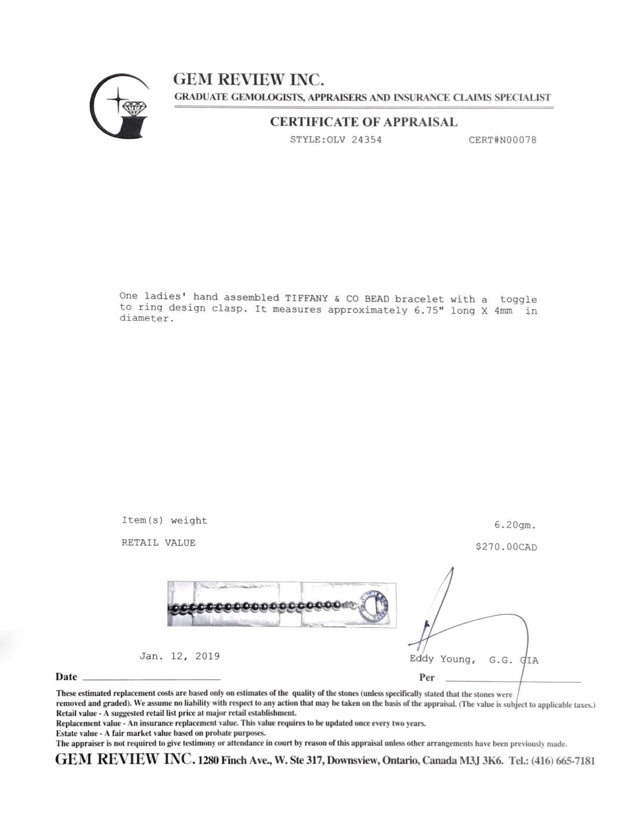 Tiffany & Co. Toggle Bead Bracelet