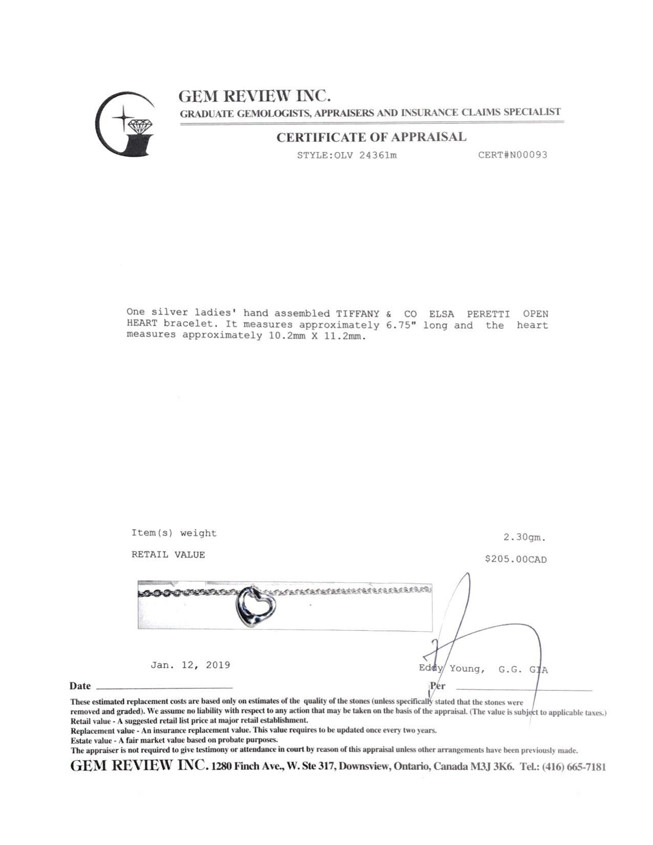 Tiffany & Co. Elsa Peretti Open Heart Bracelet