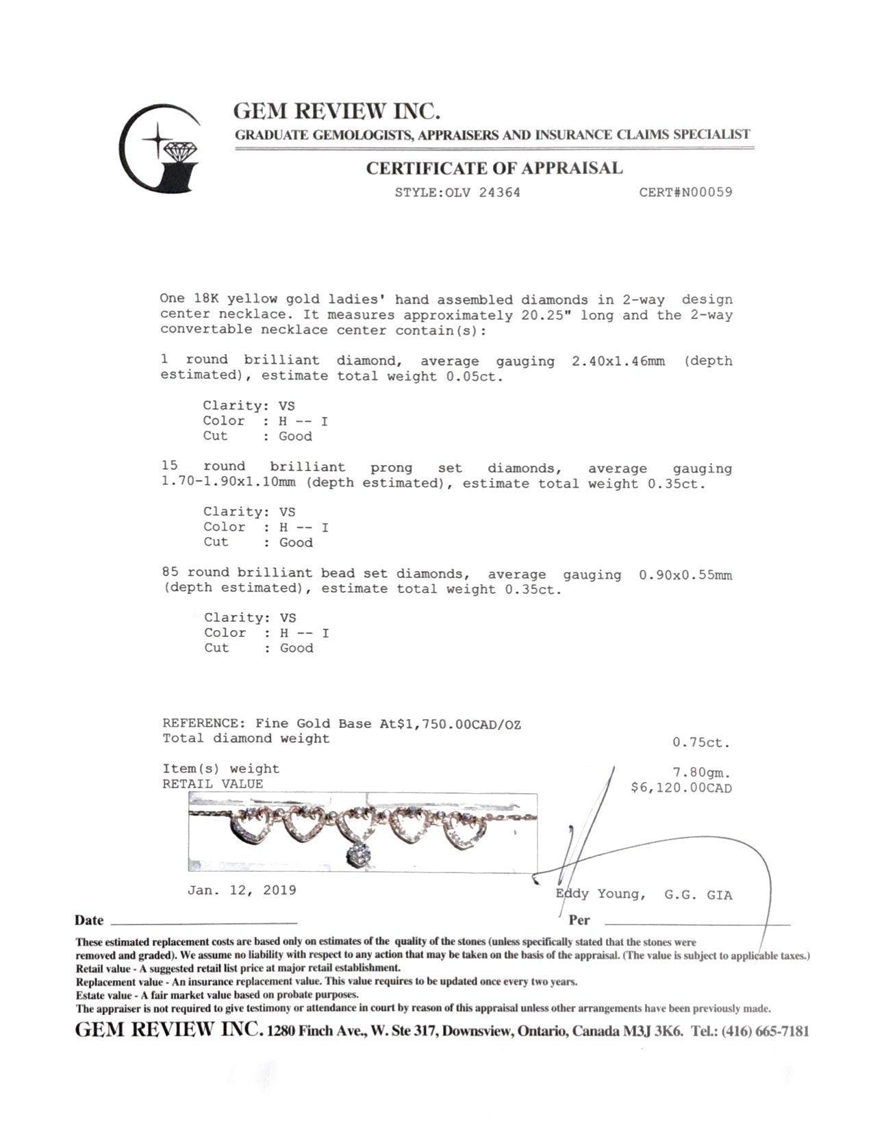 Diamond Hearts Pendant Necklace