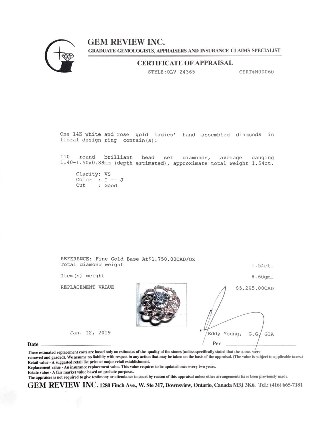 Two-Tone Floral Design Diamond Ring