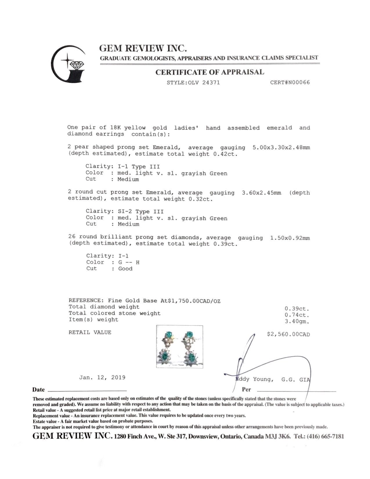 Emerald and Diamond Drop Earrings