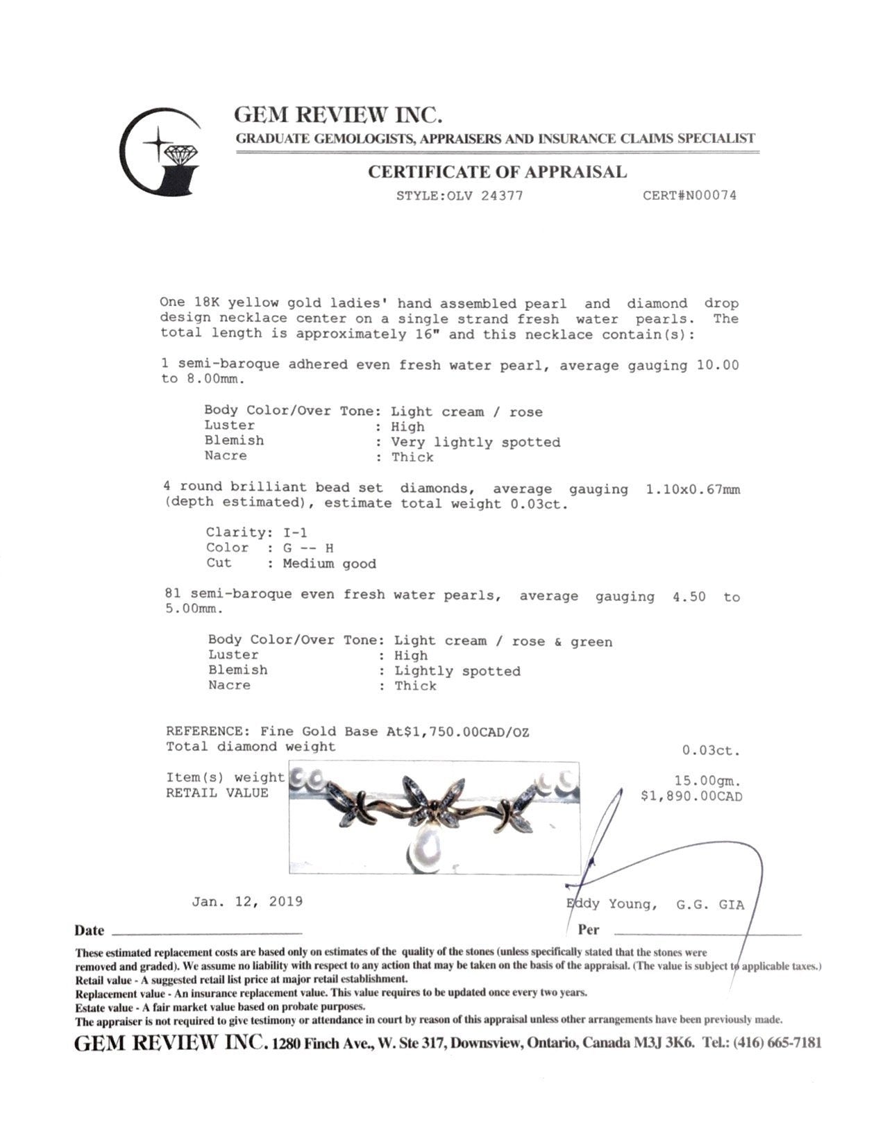 Diamond and Pearl Necklace