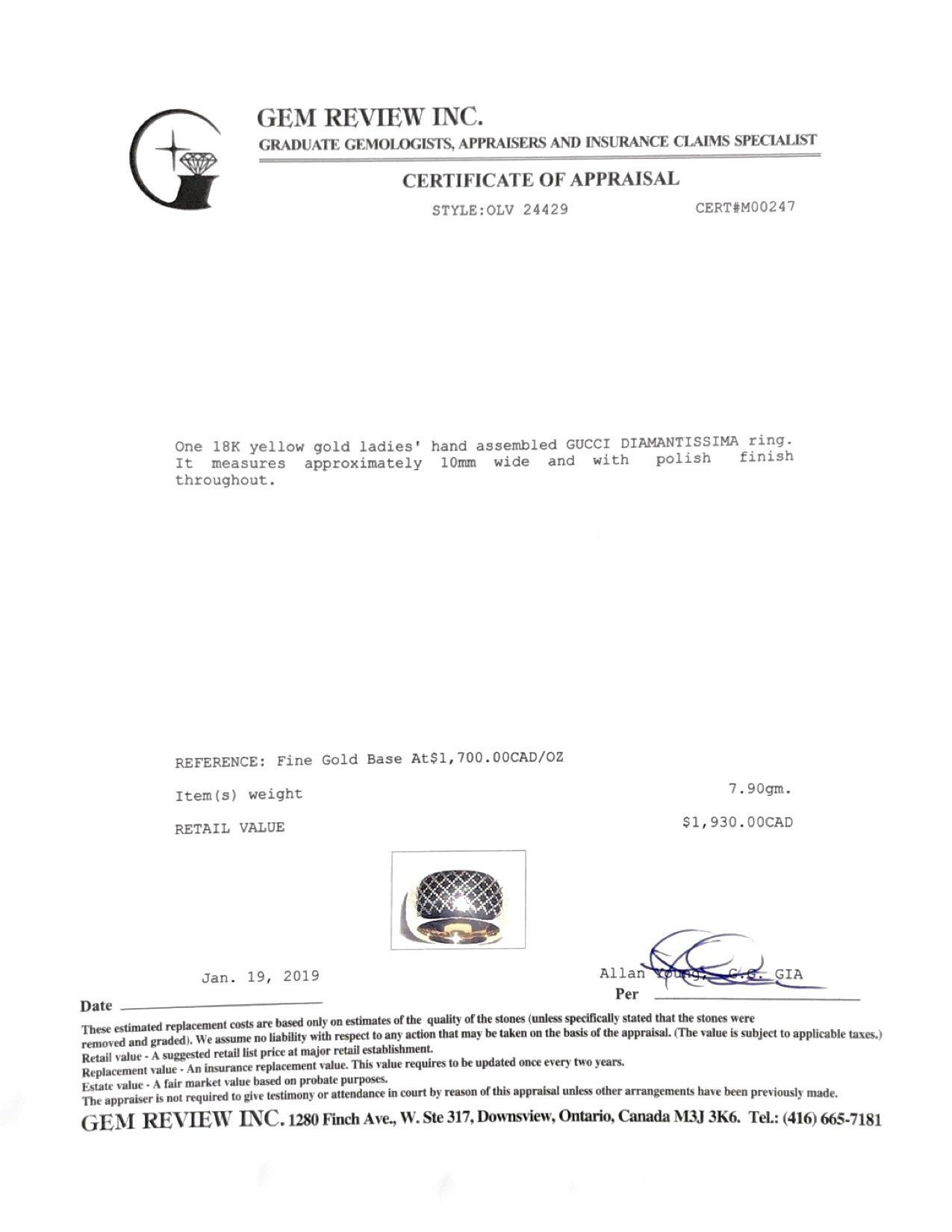 Gucci Wide Diamantissima Band Ring